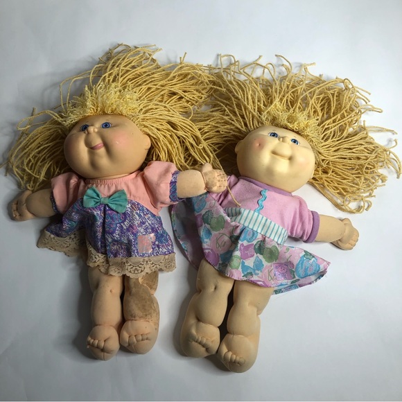 Hasbro Other - 2 VTG ‘90 Cabbage Patch Kid Pretty Crimp n Curl Doll Blonde Hair Blue Eyes Dolls